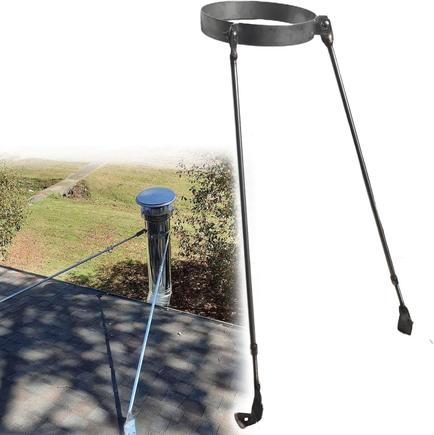 Staffa di supporto per tubo del camino resistente, design anti-vibrazione per un'installazione sicura all'aperto, adatta a tubi da 170 mm, struttura in acciaio inossidabile resistente, diametro 90 mm