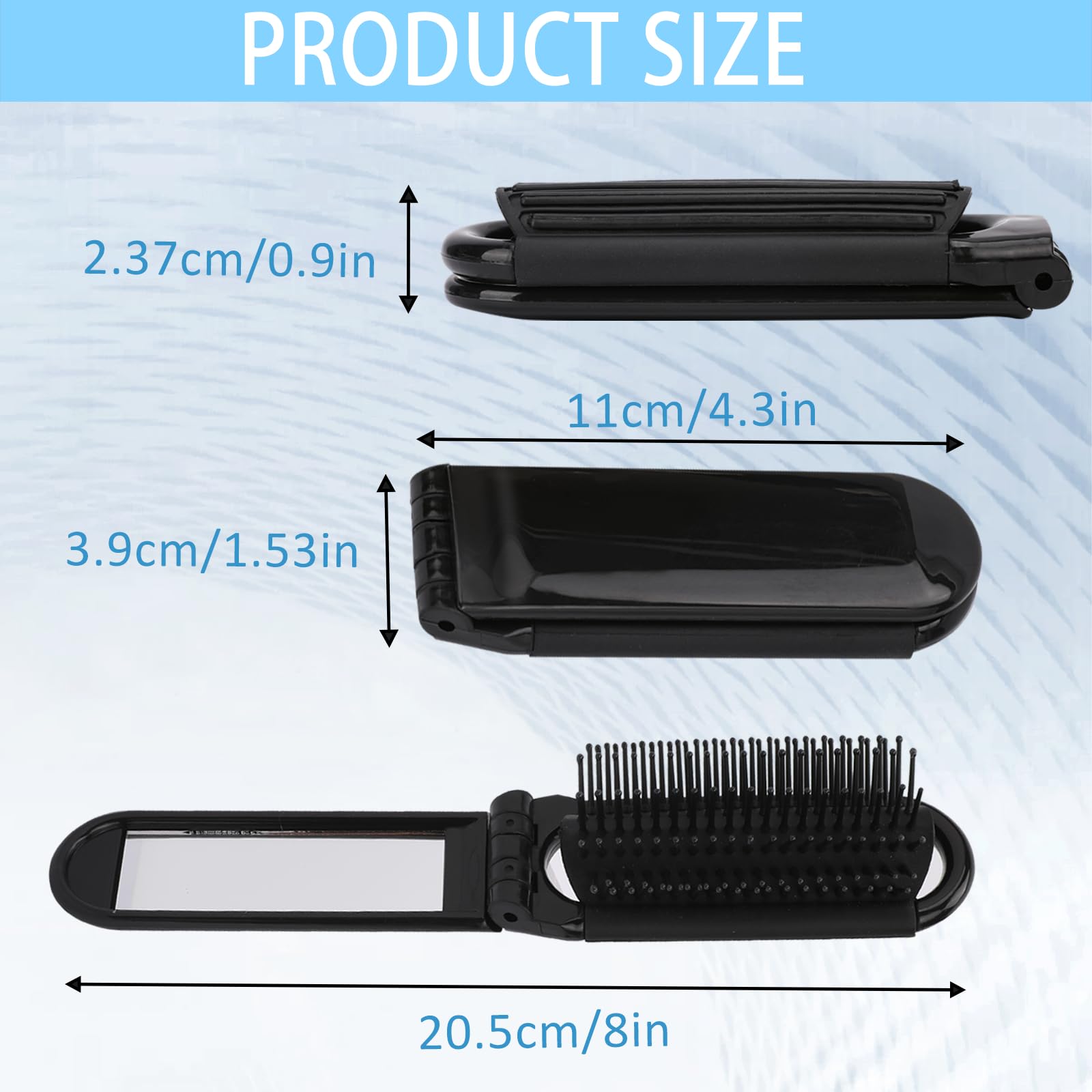 Travel Folding Hair Brush With Mirror, 2 Pack Small Foldable Pocket Size Comb, Mini Massage Styling Tools - Image 4
