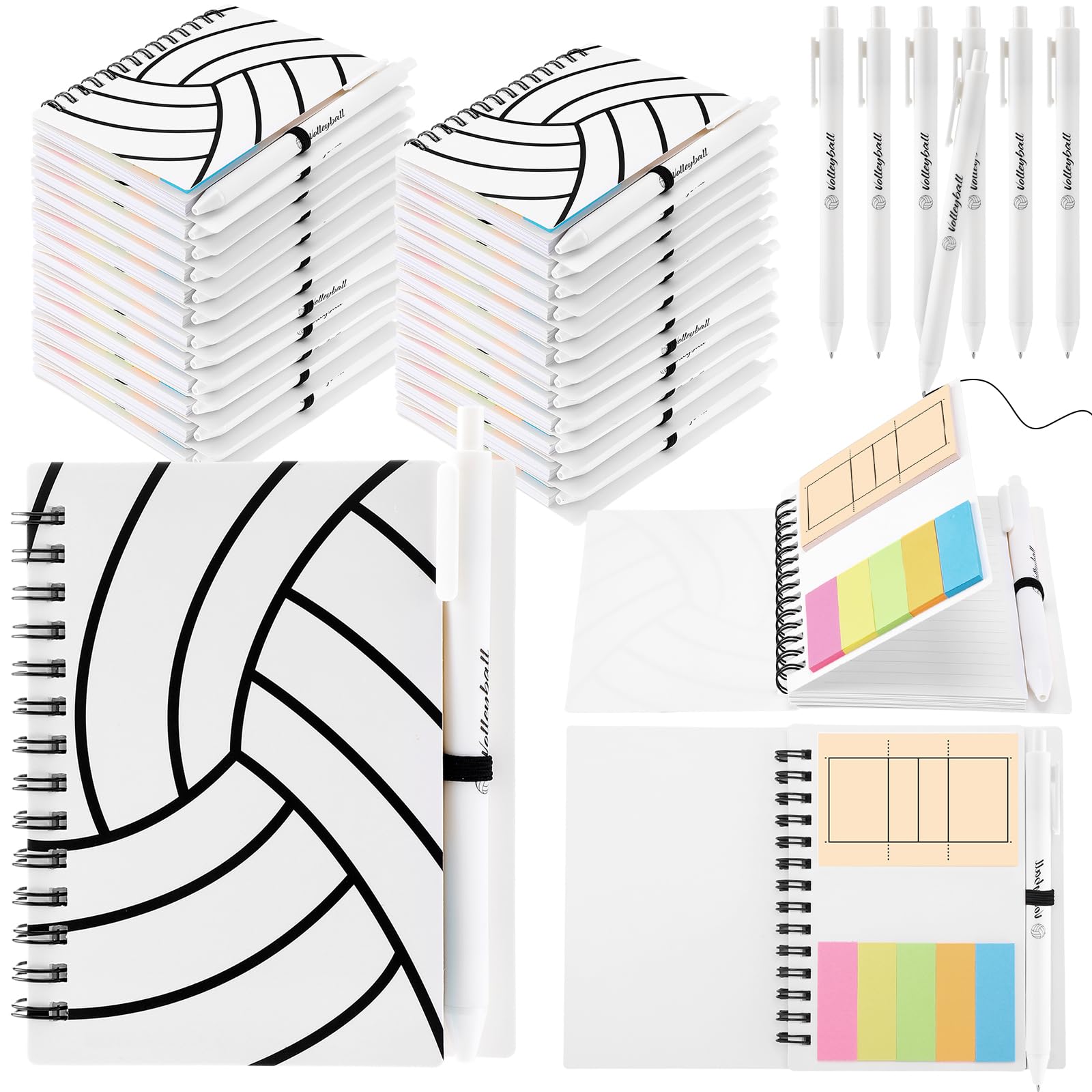 Resurhang Volleyball-Notizbuch, Geschenke, Volleyball-Spiralnotizbuch, Kugelschreiber für Coaching-Zubehör, Trainer-Geschenke, Team-Party-Spieler, Sportliebhaber, Partyzubehör, 12 Sets