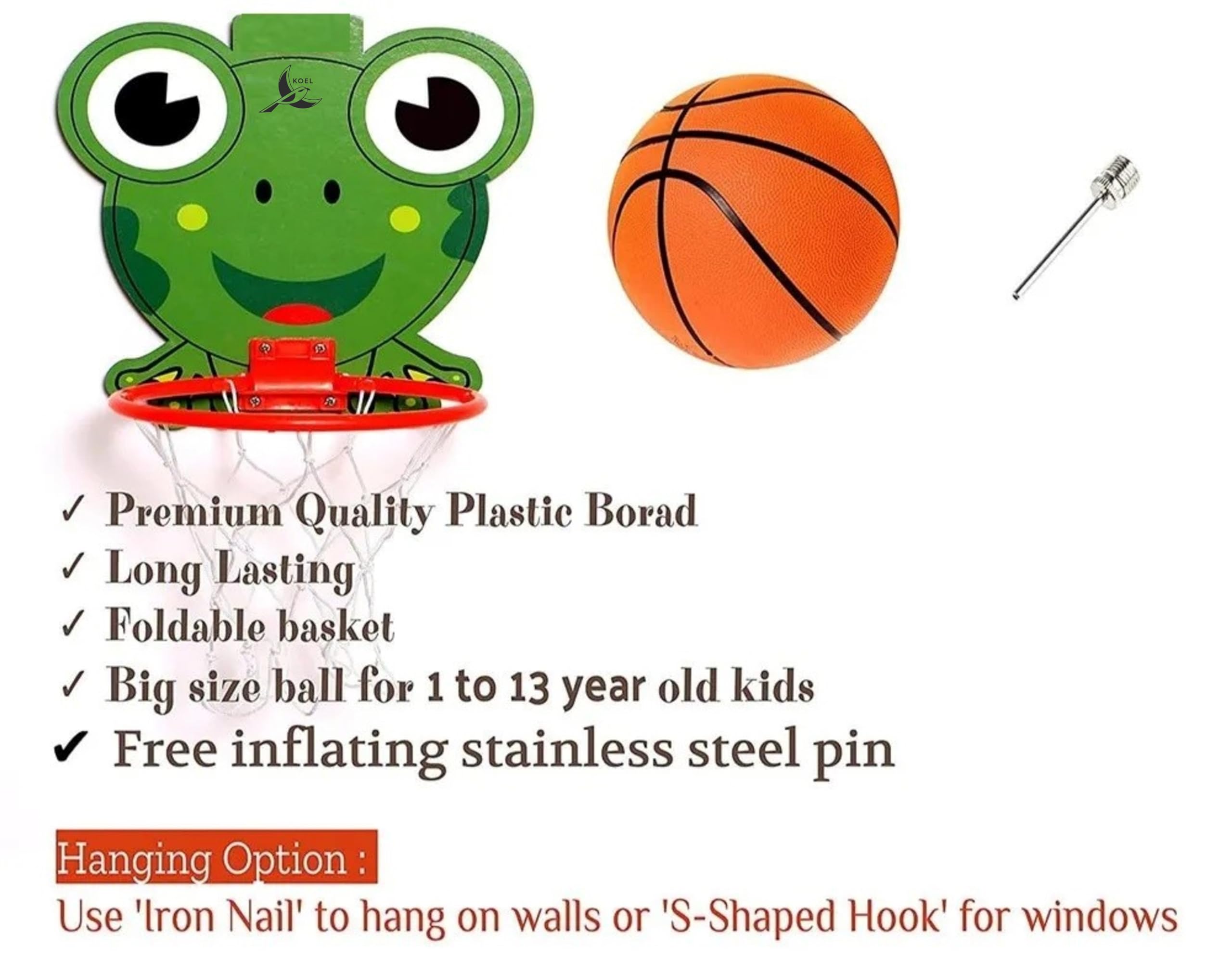 H.K.Sports Baskets with Frog Printed Hanging Board for Basket-Ball Outdoor Game 1