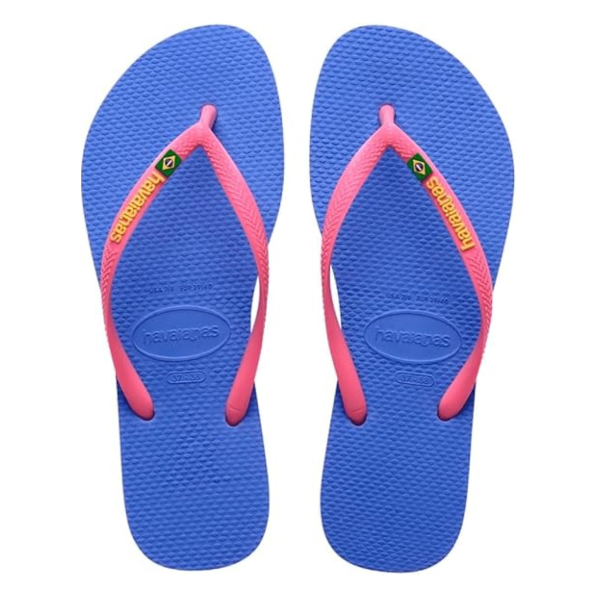 Havaianas Slim Brasil Logo Women FlipFlop Provence Blue 8.5/9 UK