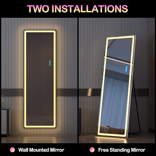 Miniatura 8 de Vlsrka Espejo de longitud completa de 47 x 22 pulgadas, espejo de cuerpo completo, espejo colgante sobre la puerta, espejo de montaje en pared,