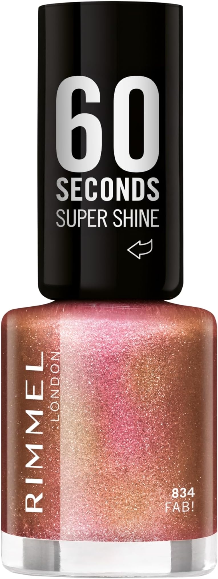 60 Seconds Glitter Nail Polish, 834 Fab, 8 ml, (Pack of 1)