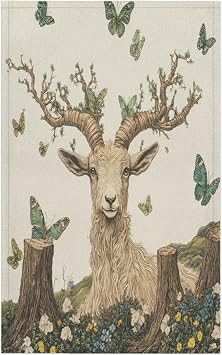 Goat Sheep Kitchen Towels Set of 2 Tree Branch Butterfly Dish Towels Bar Absorbent Cleaning Tea Towel for Home Dining Restaurants