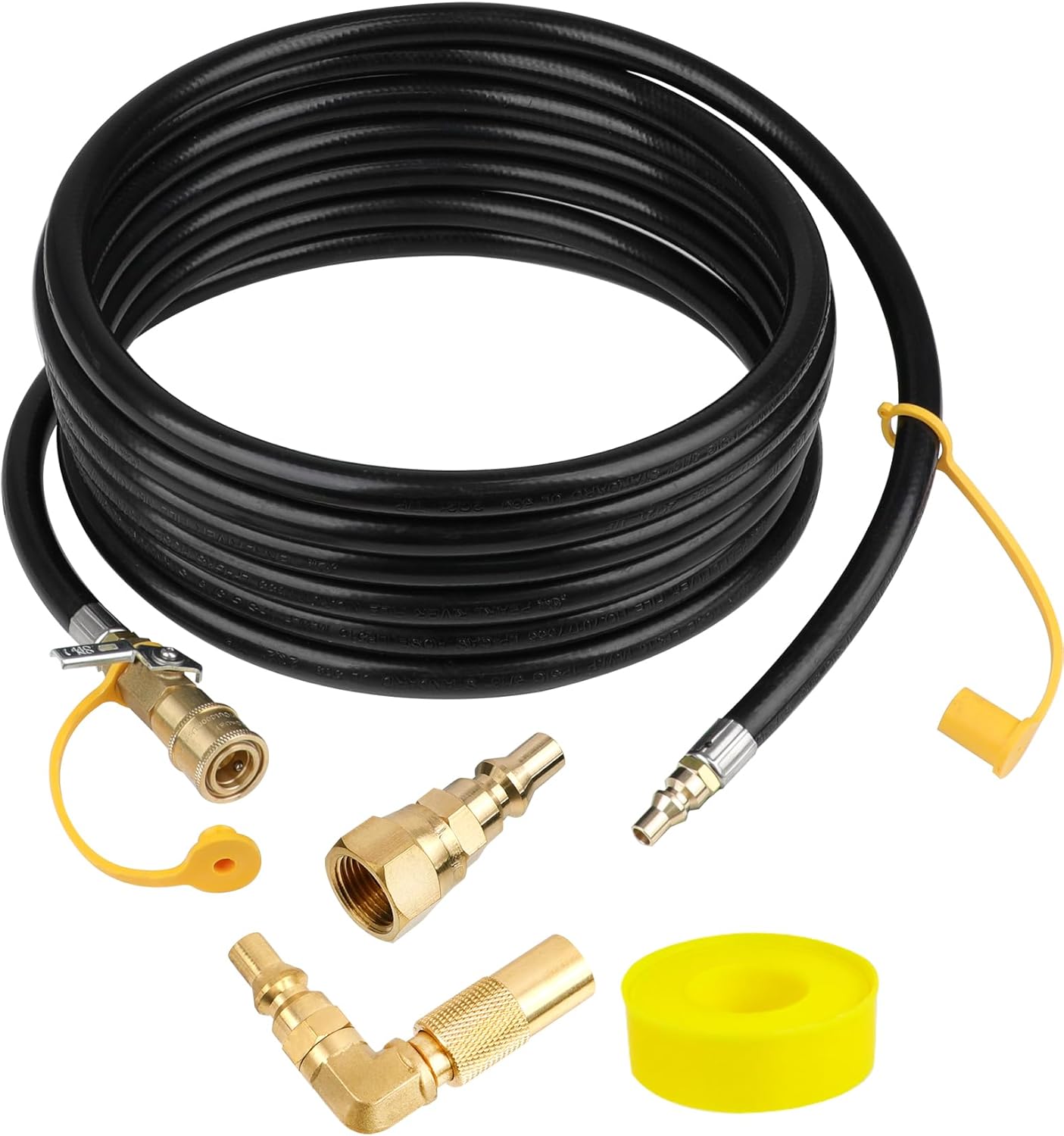 Iococee Upgraded 12FT RV Quick Connect Propane Hose for RV to Grill, Low Pressure Quick Connect Propane Hose with Elbow Adapter for 17" and 22" Blackstone Griddles/Grills