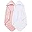 Spotted Play 2 Pack Hooded Baby Towels - 100% Muslin Cotton for Newborns, Infants, Toddlers - Large 32x32Inch Size - Highly Absorbent and Essential for Newborn Care, White and Pink