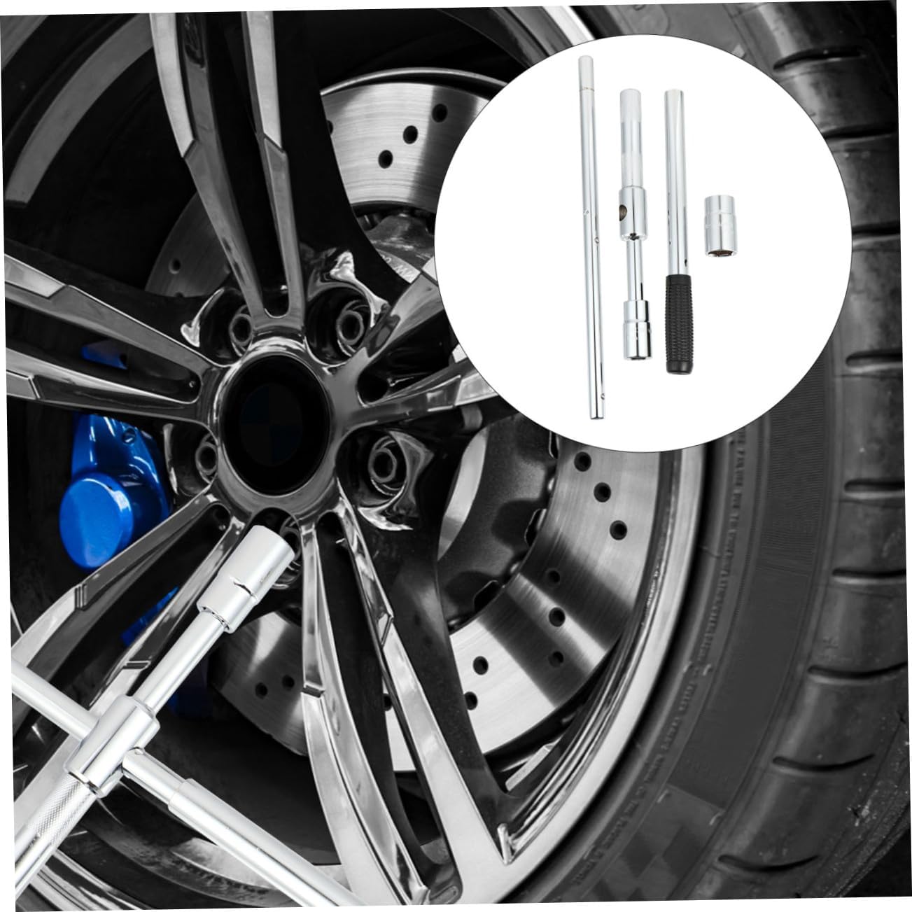 STOBAZA Carbon Steel Tire Wrench Extendable Lug Nut Remover for Cars Detachable Cross Wrench Heavy-Duty Tire Changing Tool