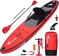 Vista 10 de Freein Tabla de remo inflable de 10 pies 6 pulgadas/11 pies, capacidad 2 en 1 SUP/Kayak con asiento ajustable, adaptador de bomba eléctrica, azul mar