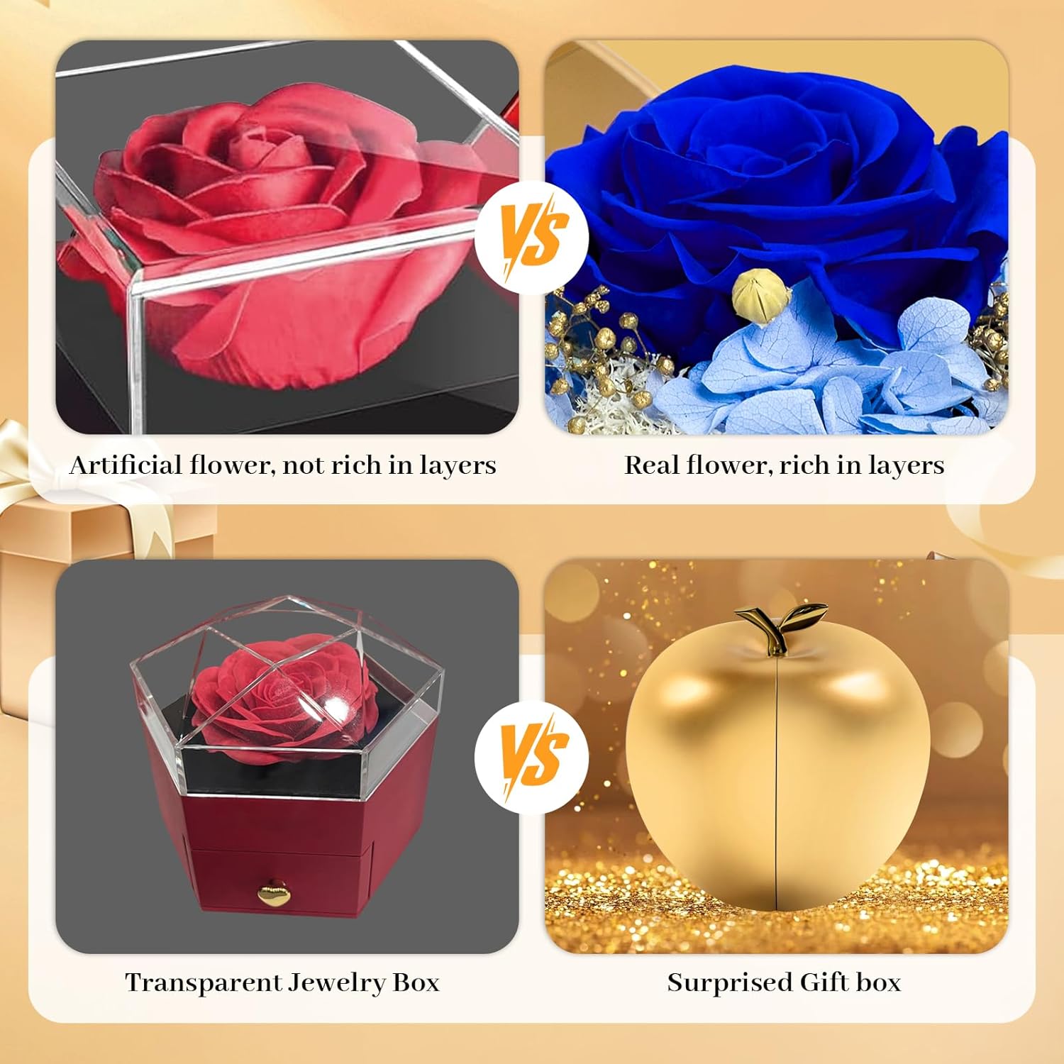 Preserved Real Roses with Heart Necklace - Birthday Gifts for Women, Forever Rose in a Jewelry Box, Eternal Flower Gift Set for Her on Valentines Mothers Day Christmas Anniversary (Blue) - Image 5