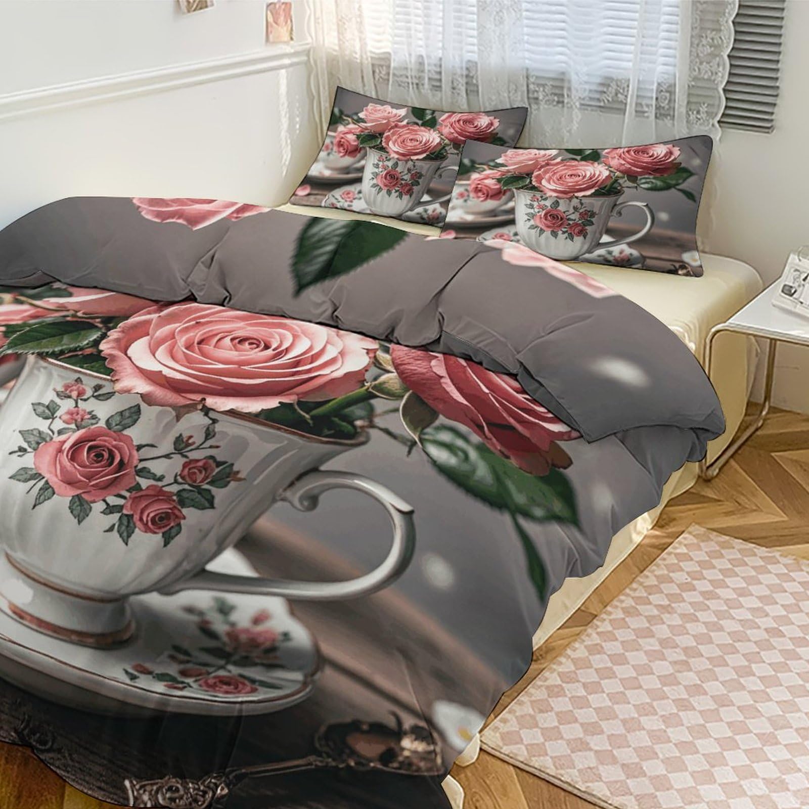 Ensemble romantique de style shabby à roses pour transformer votre espace nuit