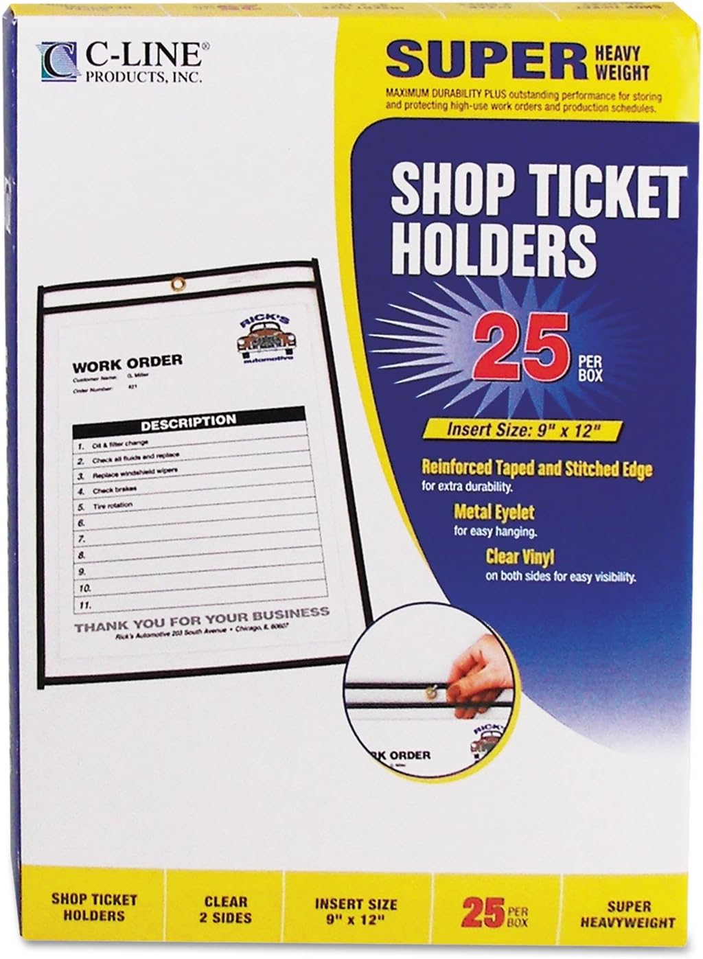 CLine Stitched Shop Ticket Holders, Both Sides Clear, 9 x