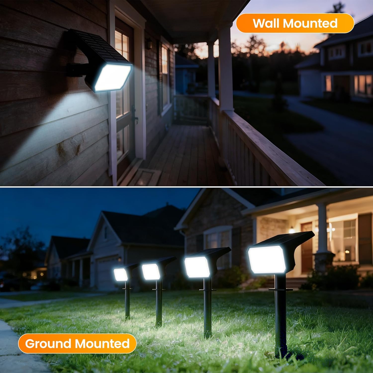 Fabrito 8 Pack Solar Spot Lights Outdoor Waterproof IP67, [108 LEDs, 4 Modes] Dusk to Dawn Spotlights for All Night, 2-in-1 Solar Landscape Lights for Garden, Yard, Tree, Pool, Cool White