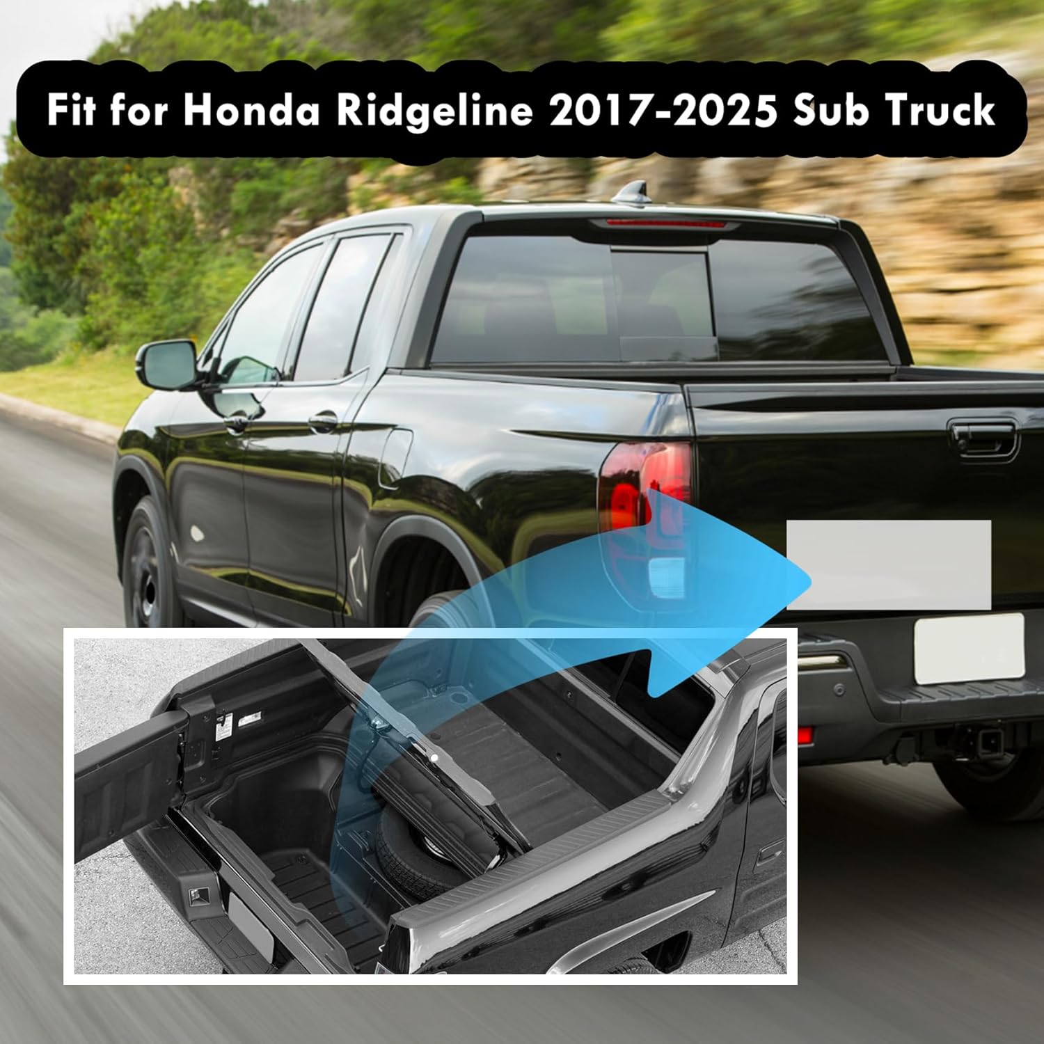 Sub Truck Mat Fit for Honda Ridgeline 2017 2018 2019 2020-2022 2023 2024 2025 Rear Bed Lower Mat TPE Bed Liner TPE All Weather Accessories