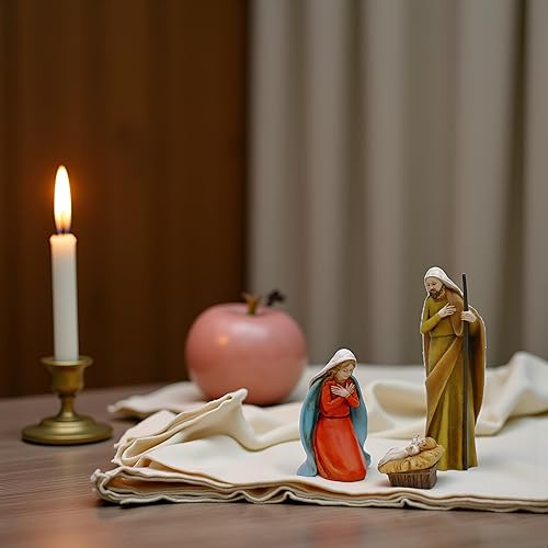 Miniatura 2 de Comfy Hour Belén de 3 piezas de la Santa Familia con Jesús bebé, juego de figuras de Navidad, decoración estable de poliresina, decoración religiosa