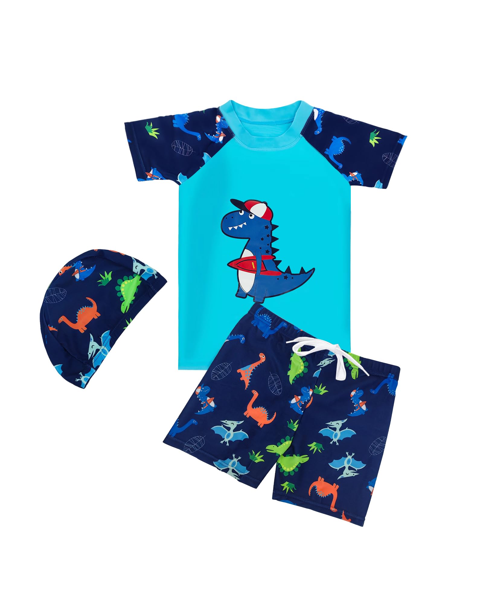 PAEHUIMT Bañador Niño - Shorts de Baño - Conjunto de baño con protección UV Dinosaurio
