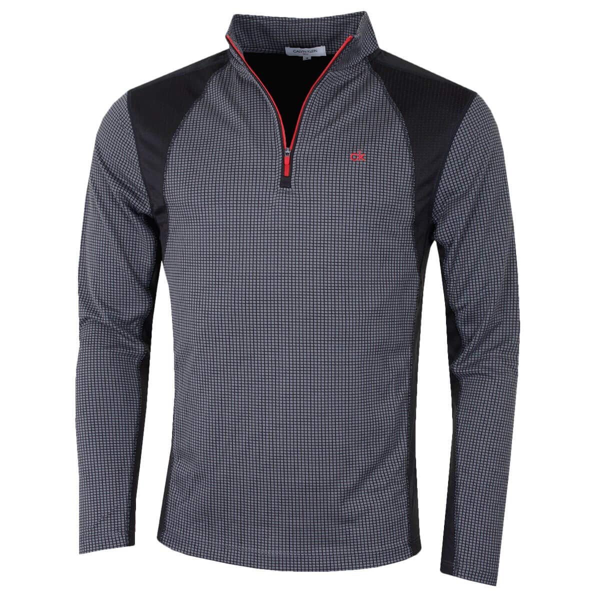 Calvin Klein Men's Slate/Red Micro Grid Half Zip Mid Layer - Xxxl