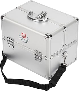 Nisorpa 3-Layer Large Locking Medicine Storage Box, Portable First Aid Storage Bin with Shoulder Strap Double Open for Home and Travel,11.81 x 8.54 x 9.45 Inches