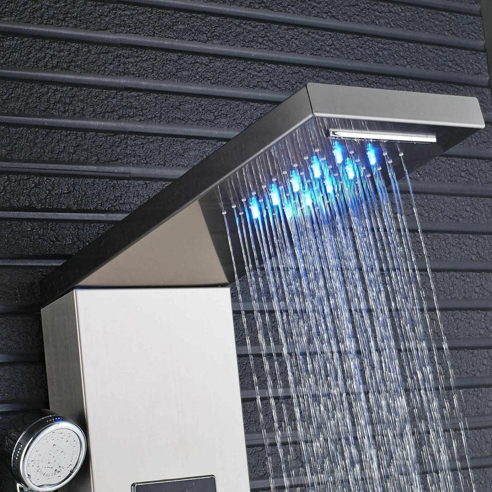 Columna Ducha Dorada DELAVIN Panel De Ducha LED De Acero Inoxidable Con Pantalla De Ducha Hidromasaje