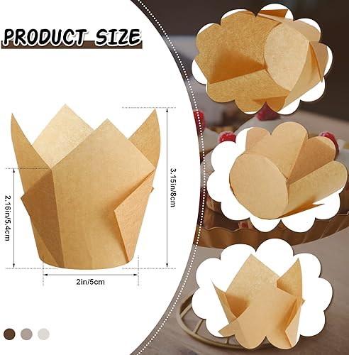 Miniatura 2 de 400 forros de tulipanes para cupcakes para hornear, moldes de tulipán para muffins, envoltorios a prueba de grasa, soportes para tazas de hornear
