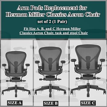 Chair Armrest Replacement, Arm Pad Caps Replacement for Herman Miller Classic Aeron Chair Graphite Black 1 Pair
