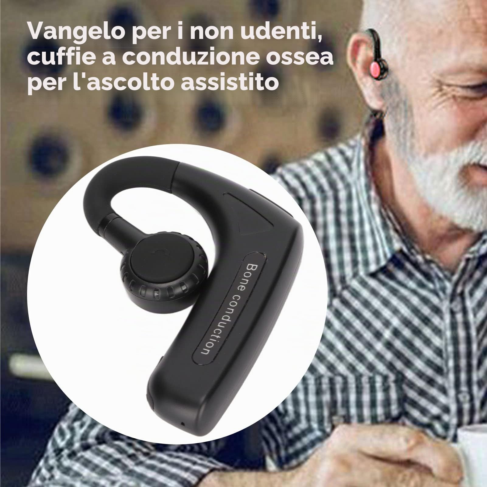 Cuffie Ad Orecchio Aperto, Auricolari Wireless Bluetooth 5.0 Singoli con Microfono e Cavo di Ricarica Cuffie Flessibili Universali a Conduzione Ossea per Allenamento, Sport, Corsa, Guida, Lavoro