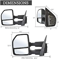 Vista 7 de espejo para remolque para Ford F150 Pickup Truck 2015 2016 2017 2018 2019 2020, luces de señal de giro LED, sensor de temperatura, desempañado