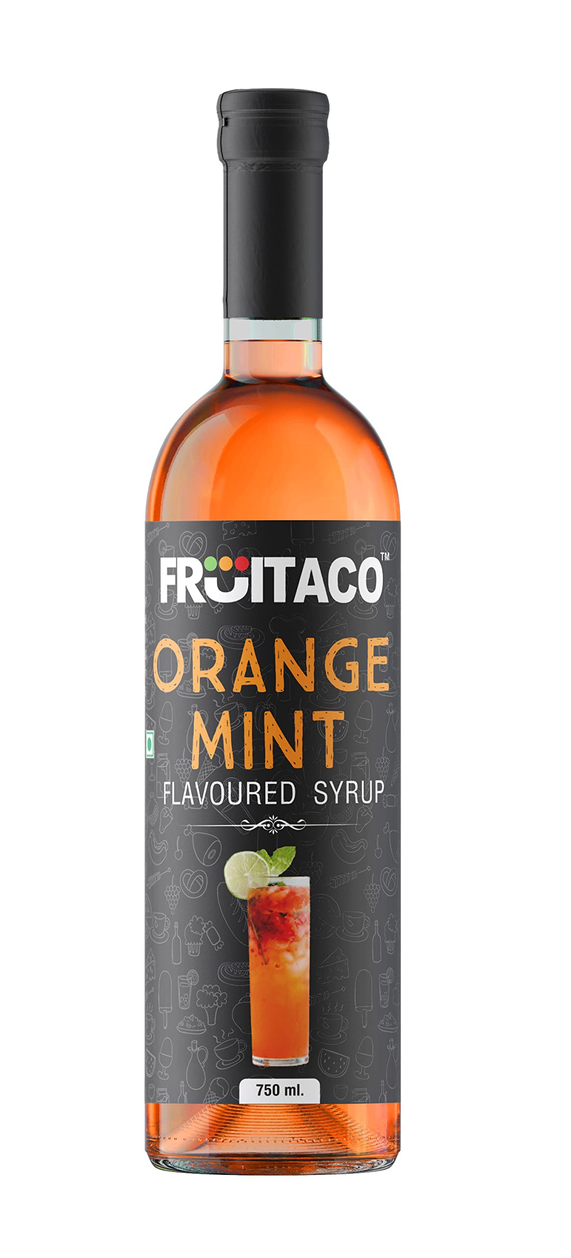 Orange Mint Syrup: Perfect Mixer For Enhancing Mocktails & Cocktails, Drinks, And Mojitos At Parties, Conveniently Packaged In A 750Ml Bottle For All Your Mixing Needs