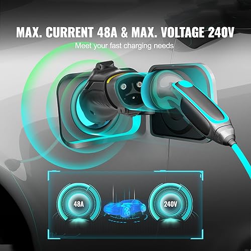 Miniatura 3 de VEVOR Diseñado para adaptador Tesla a J1772, 48A 240V apto para todos los J1772 EVs, adaptador de cargador IP56 EV con bloqueo anticaída y bolsa de