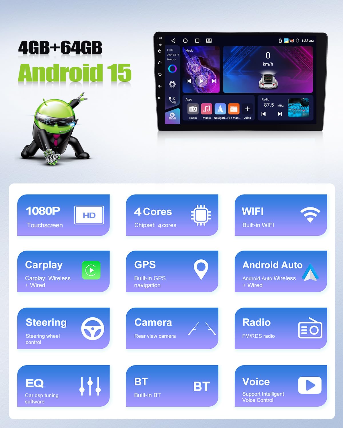 CAMECHO [4+64 GB] Android 15 – odtwarzacz samochodowy z CarPlay dla Renault Trafic III (2014–2021) i Opel Vivaro B (2014–2018) 9″ ekran dotykowy nawigacja CarPlay Android Auto Bluetooth WiFi FM/RDS