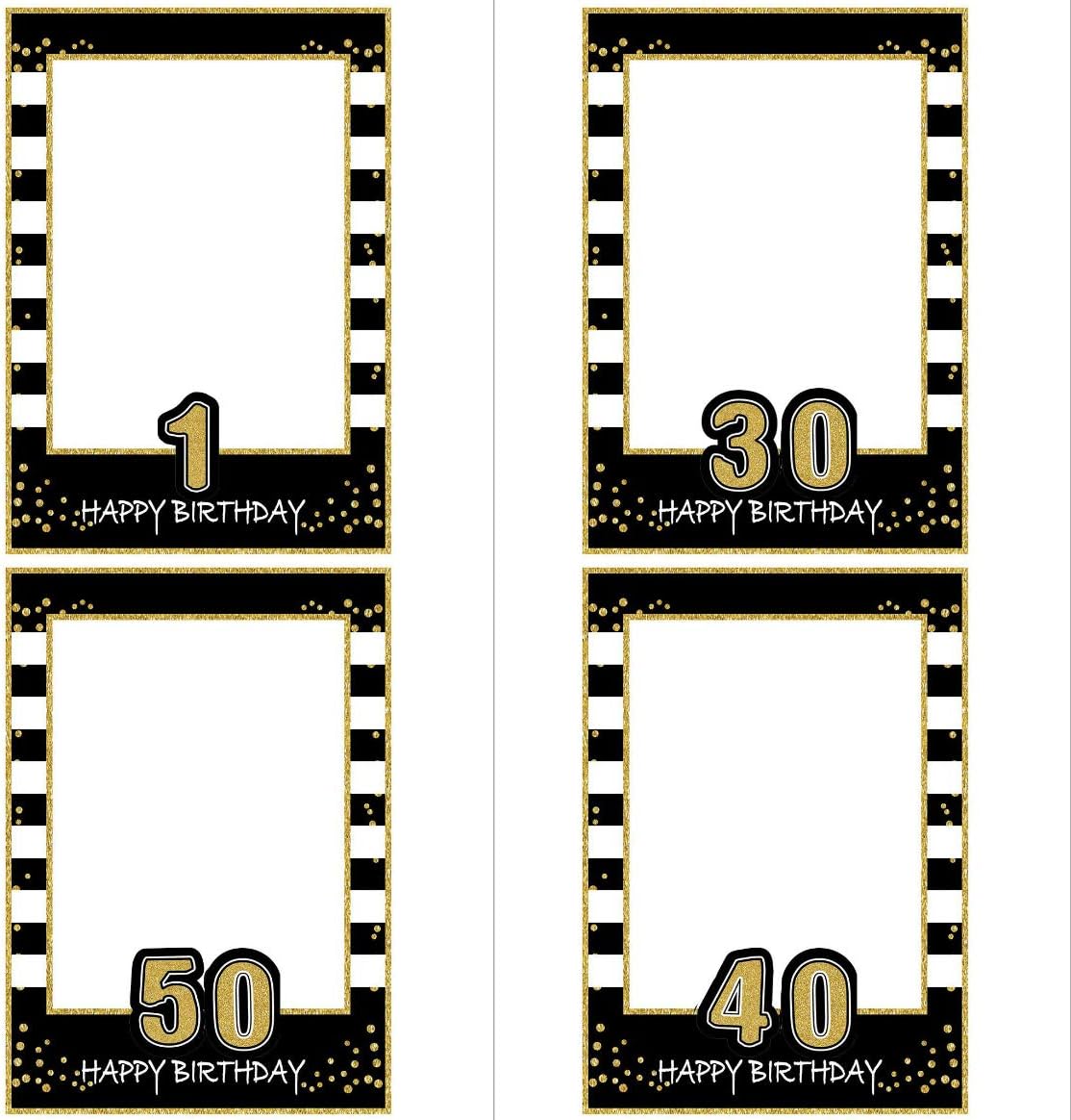 SWYOUN Glitter Happy Birthday Party Frame Photo Prop 1st 16th18th 21st 30th 40th 50th 60th 70th Birthday DIY Picture For All Ages