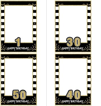 SWYOUN Glitter Happy Birthday Party Frame Photo Prop 1st 16th18th 21st 30th 40th 50th 60th 70th Birthday DIY Picture For All Ages