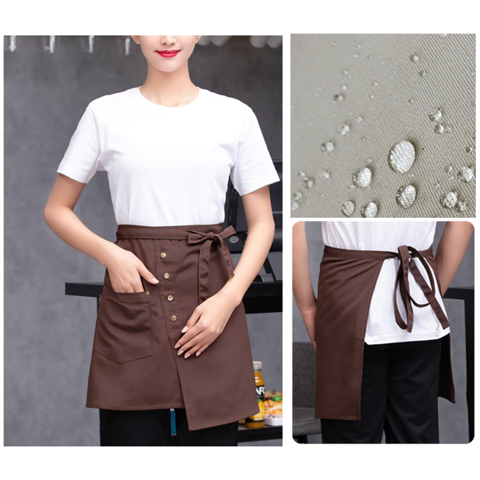 Delantal ajustable e impermeable para hombre y muj Paquete de 2 delantales impermeables con pierna dividida y bolsillos, lazos de cintura larga, multicolor