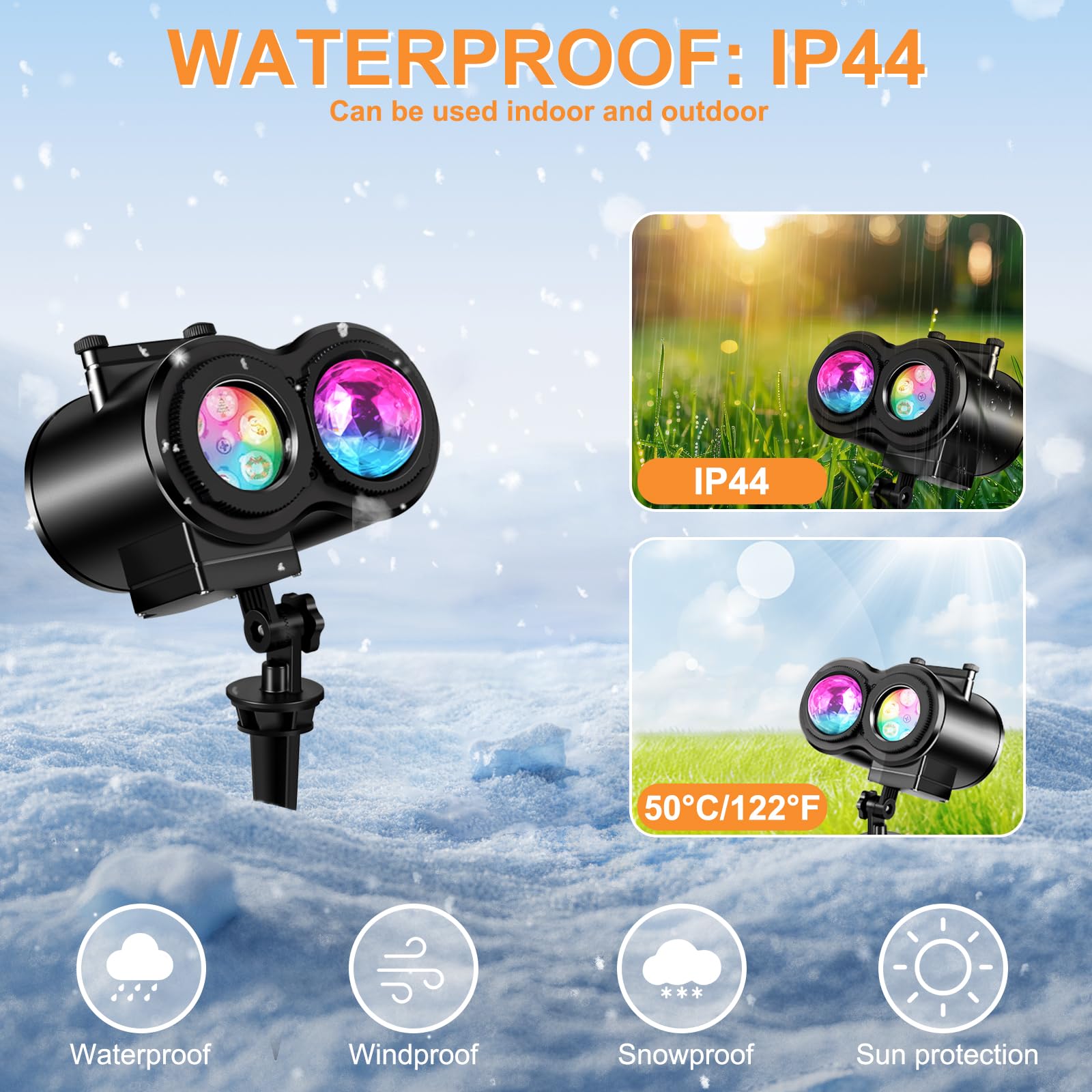 LED Projektor Weihnachten,Halloween Projektor outdoor mit 24 Dias und Ocean Wave Effect,Weihnachtsdeko Aussen IP44 wasserdicht Christmas Lichter für Weihnachten,Halloween,Geschenk