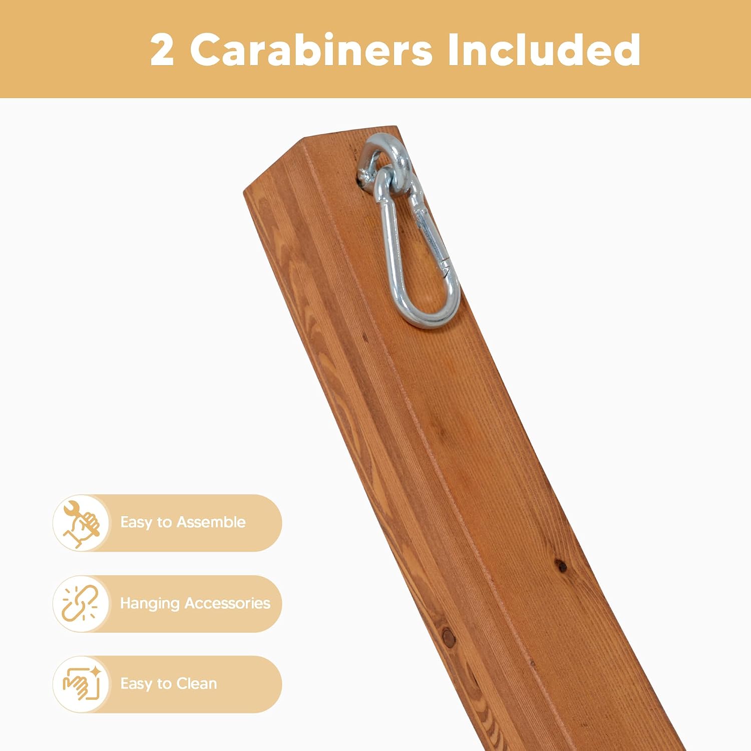 Carabiners and assembly icons for the hammock stand