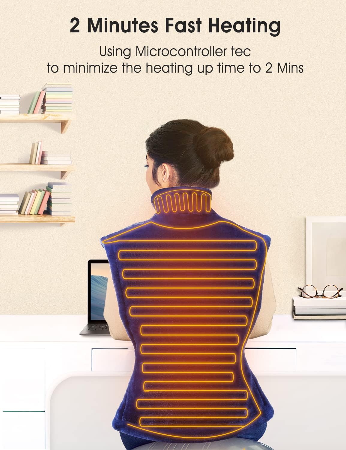 Heating Pad for Neck and Shoulders, Wchiuoe Electric Large Back Heating Pad for Pain Relief 24"x33", 10 Level Temperatures and 2 Mins Fast Heating, Auto Shut Off Timer, Christmas Gifts : Health & Household