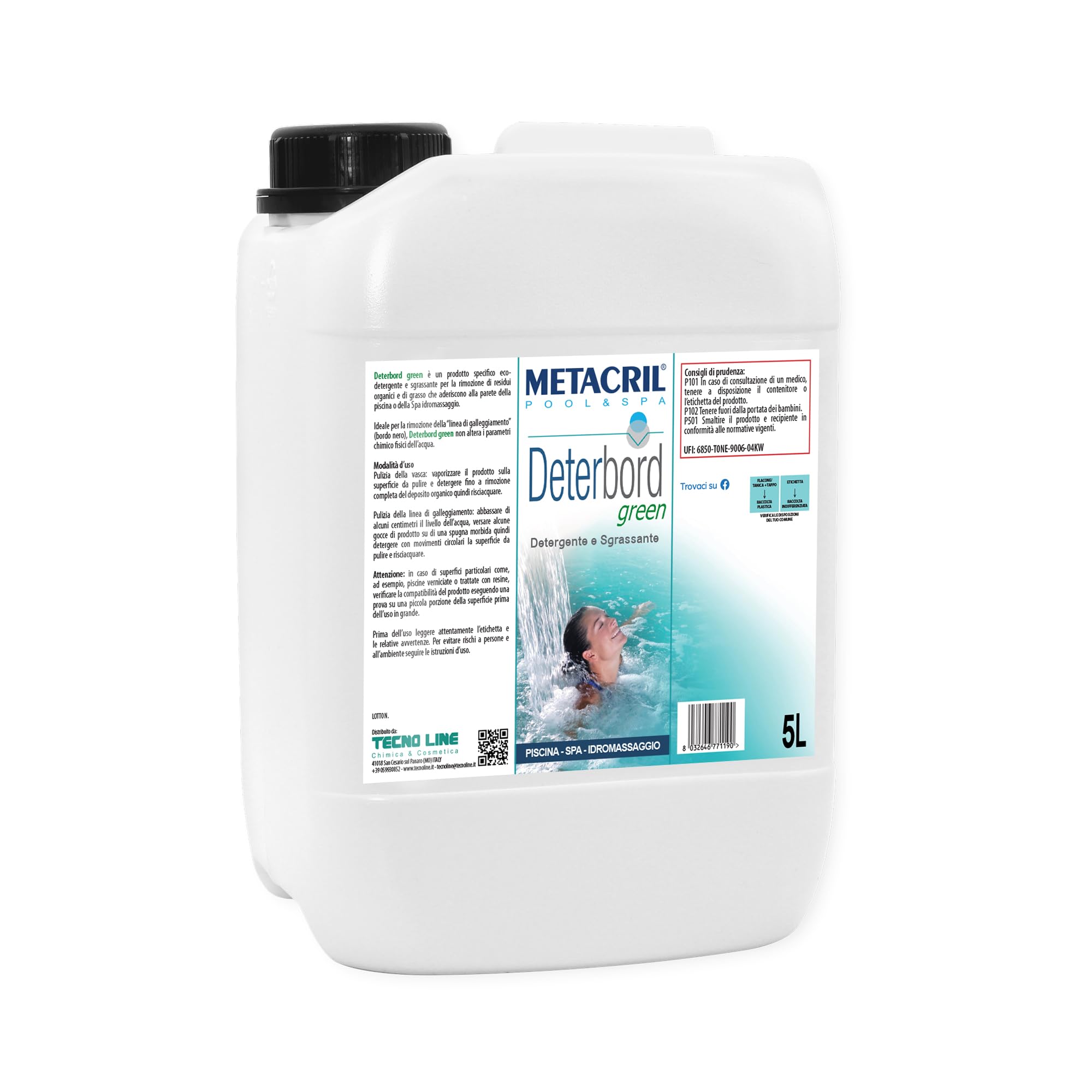 Metacril Deterbord Green, Eco Detergente e Sgrassante, a pH Neutro - 5 LT