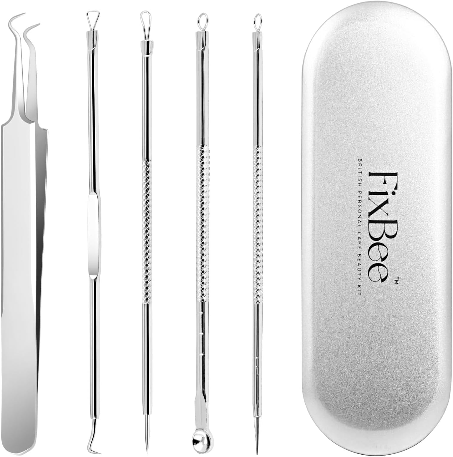 Blackhead Remover Tool - Pimple Popping Kit - Whiteheads, Acne Comedone Extractor, Milia Remover, Pimple Popper, Black Head Remove Tools Set with Face Blackhead Remover Tweezer - 5PC Spot Popping Kit