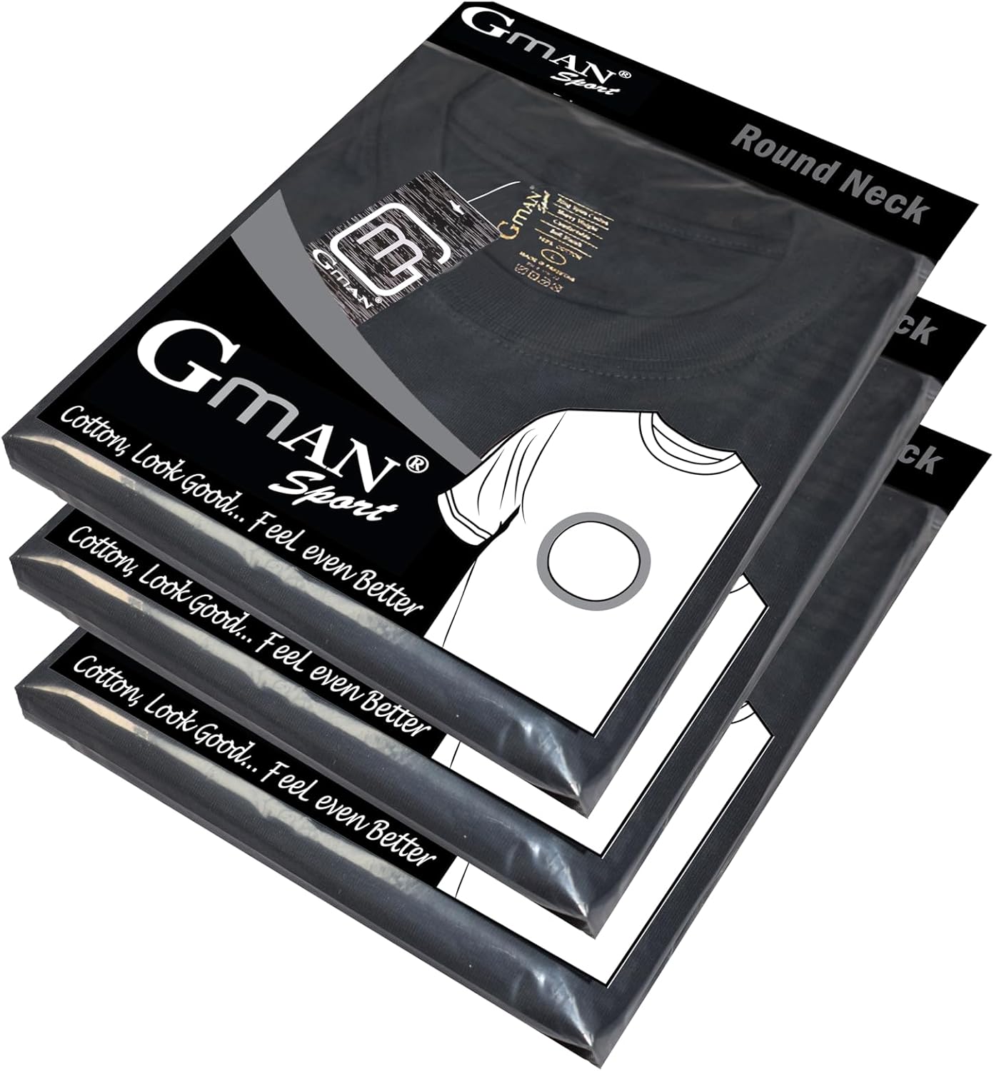 Gman T-Shirts Round Neck Short Sleeve Poly Blend 60/40 Cotton/Polyester (3-Pack)