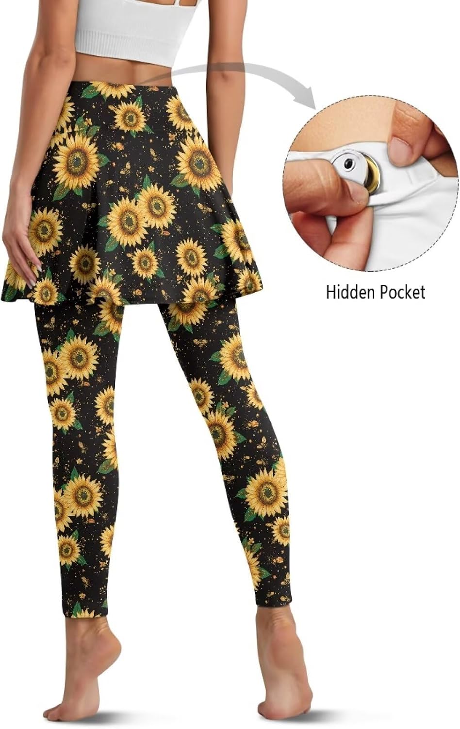 Women's Yoga Skirt Athletic Skirted Leggings High Waist Yoga Leggings with Skirts