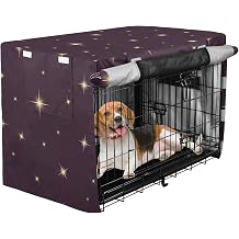 Stars Night Sky Dog Crate Cover Waterproof Heavy Duty Pet Kennel Covers with Mesh Windows for Wire Crates, 40 Inch Dog Cage Cover