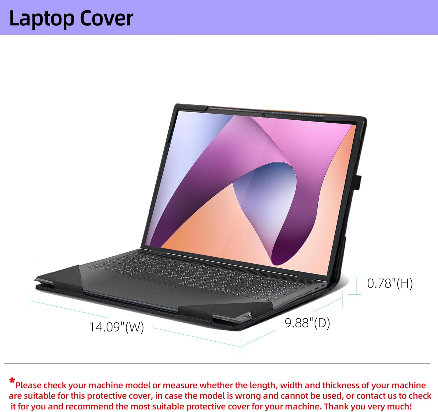 Laptop Cover for Lenovo IdeaPad Flex 5| Flex 5i 2-in 1 2023 Business Laptop 16" Flex 5 16 ABR 8 |16ALC7 |16IAU7 |16IRU8 | PU Leather Notebook Sleeve Detachable Protective Bag Shell (Dark Gray)