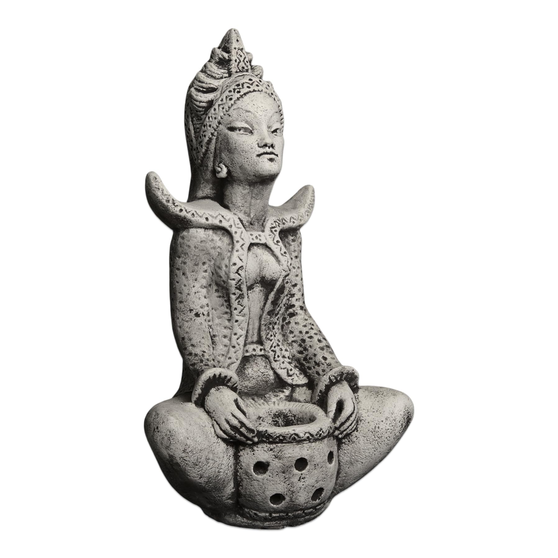 Sarasvati Hindu Goddess Stone Figure 57cm 22kg White Concrete Frost Proof