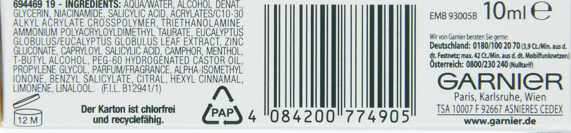 Garnier Lot de 3 stylos anti-boutons S.O.S. - Nettoyage ciblé du visage et lutte contre les boutons - Effet immédiat - Anti-bactérien - Testé dermatologiquement - Transparent - 3 x 10 ml