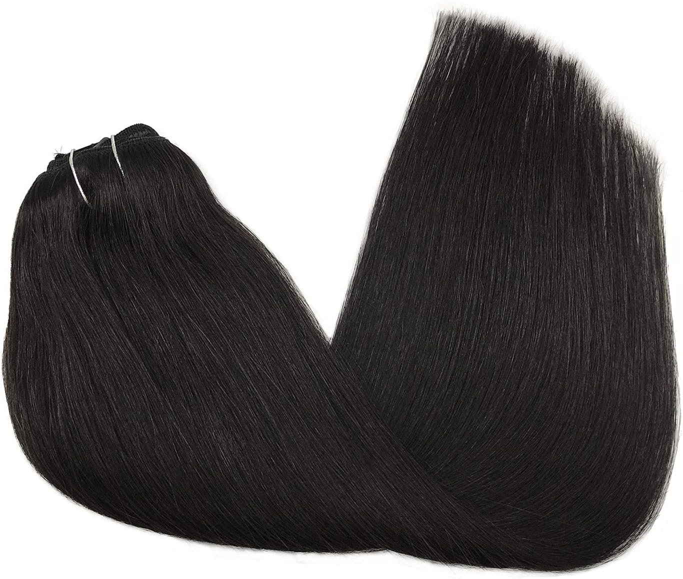 GOO GOO Clip in Human Hair Extensions, 18inch 120g 7pcs, Hair Extensions Clip in, 1B Black, #1B Black, 18 Inch-120g-7pcs - Image 3