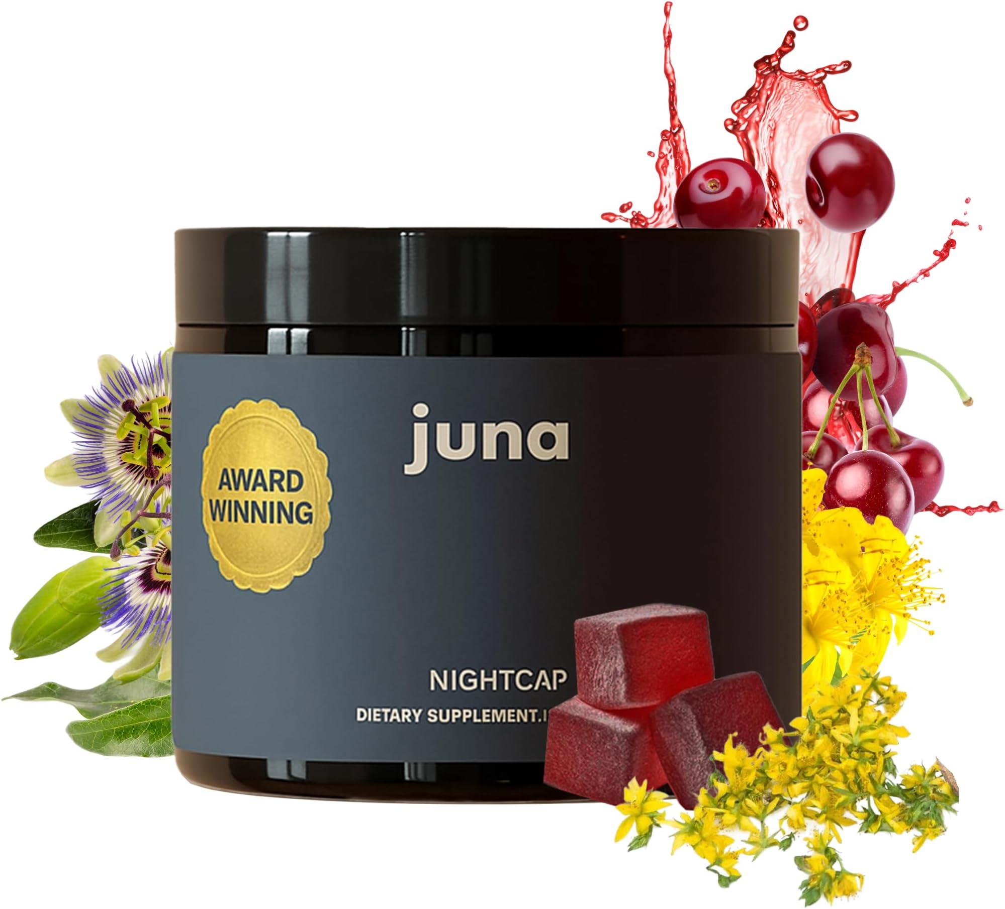 Juna Nightcap Sleep Gummies — Plant-Based Phytomelatonin + 8 Botanicals for Deep, Restorative Sleep | Non Groggy | GABA, Magnesium, Tart Cherry, Passionflower | Sugar-Free, Vegan | 30 Gummies