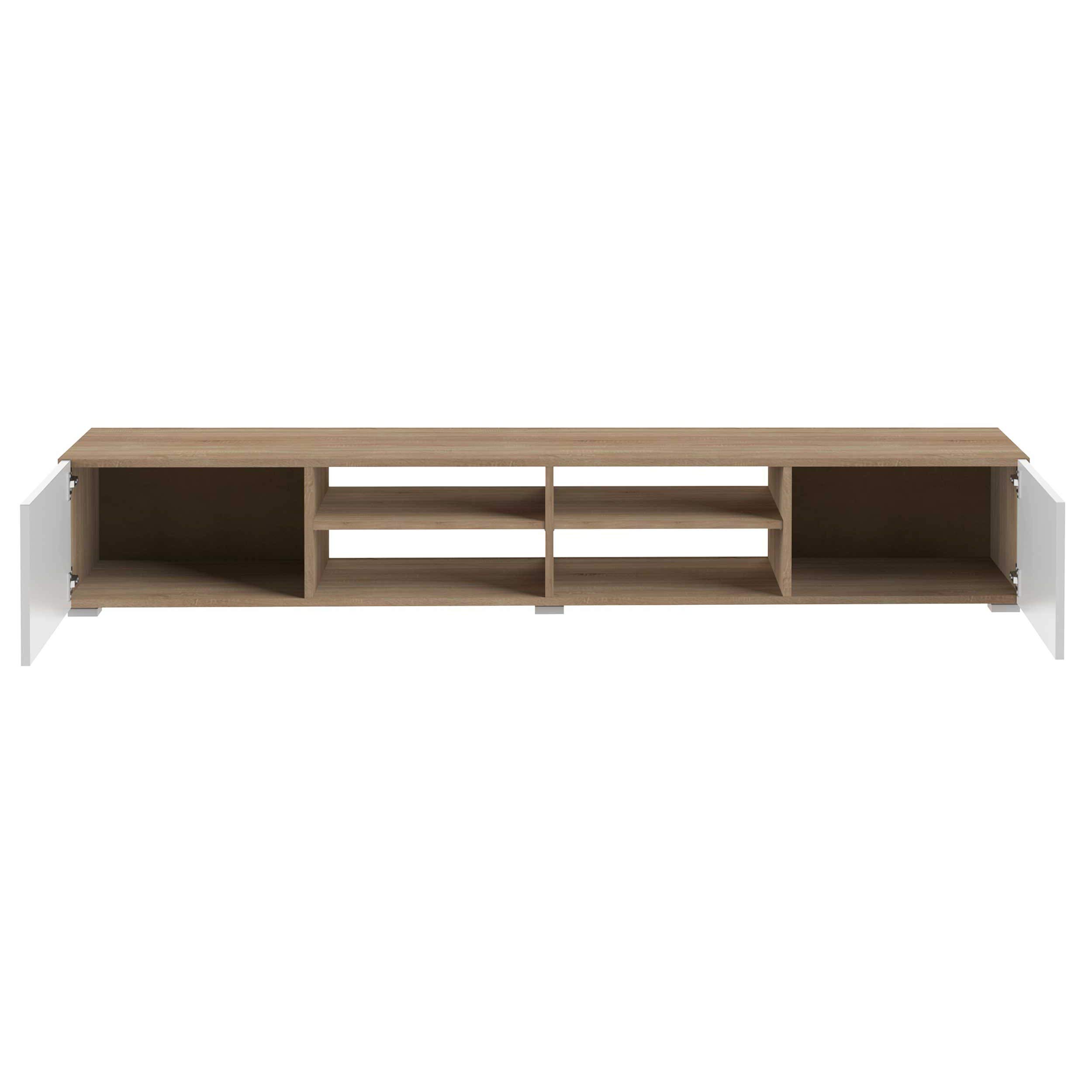 Symbiosis Podium, Tavolino porta tv, rovere naturale e bianco 185x42x31 cm
