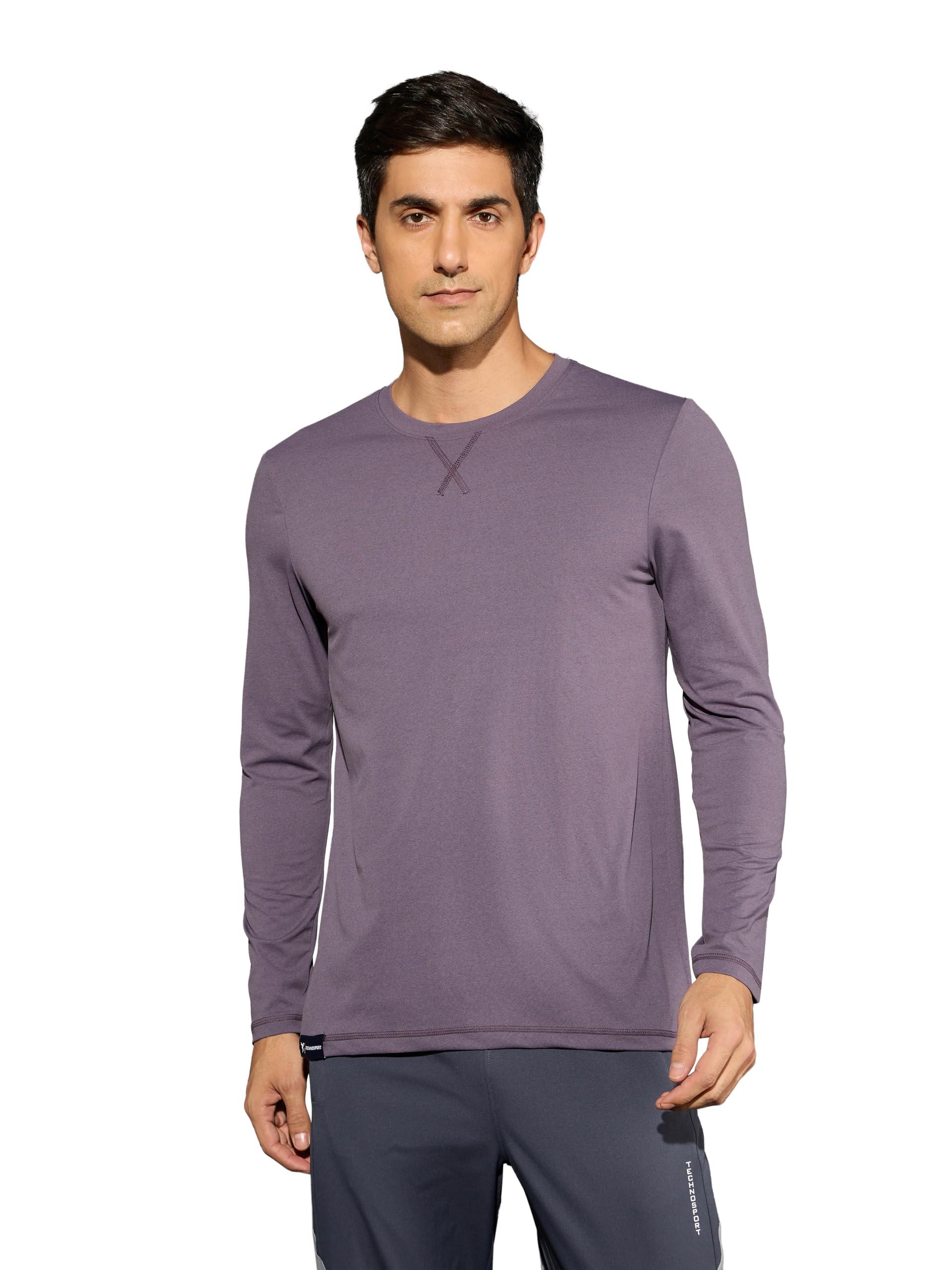 Men's Solid Full Sleeve T-Shirt COTFLEX Quick Dry Slim Fit Round Neck Sports Tee for Gym Casual Layering Wear UPF50+ Anti Odour-image-28