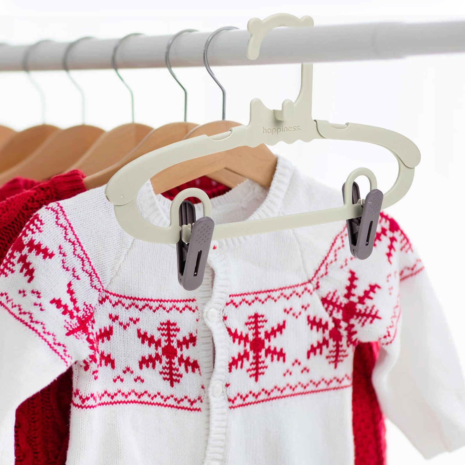 Sosoport Perchas Ajustables para Ropa Infantil con Pinzas Amarillas Resistentes y Extensibles para Colgar y Secar Prendas de Niña el Hogar