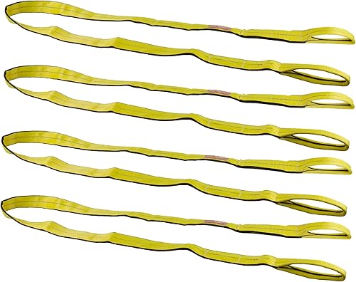 Miniatura 10 de Mytee Products Paquete de 2 eslingas de elevación de tela de 2 pulgadas x 12 pies, correas de elevación verticales de 6400 libras, ojales trenzados