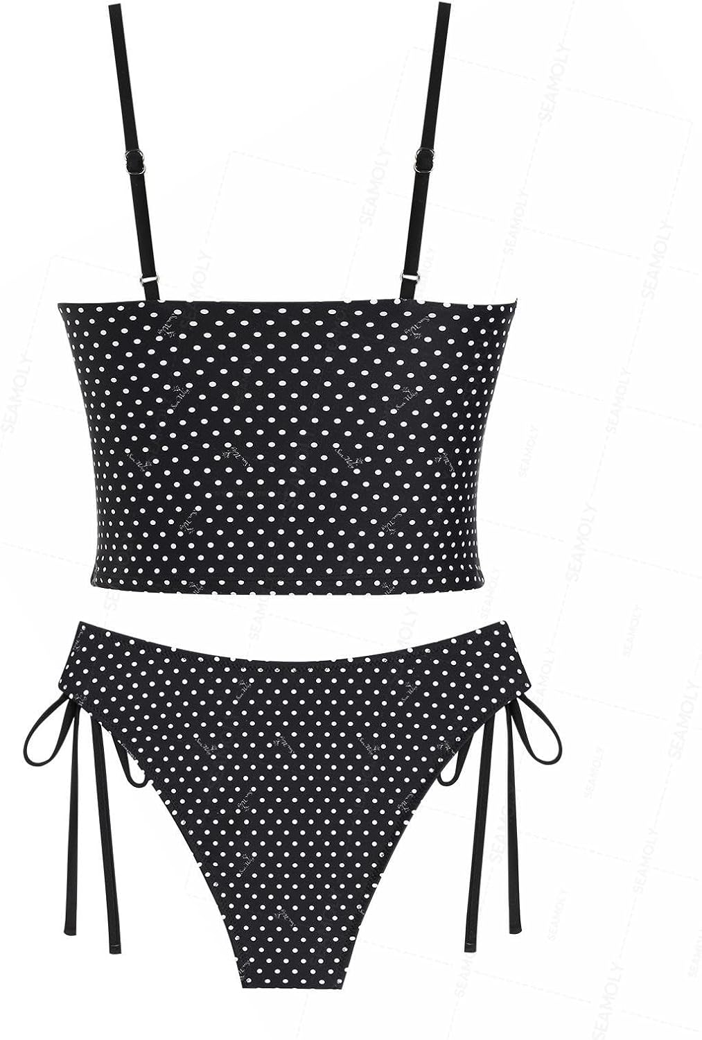 Gingham Tank Top & Cinched Tied Side Hipster Bottom Tankini Set - Image 2